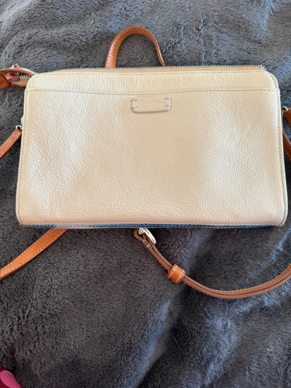 Brighton Canvas Stripe Crossbody with Anchor Patch - Blue & Tan - Picture 5 of 15